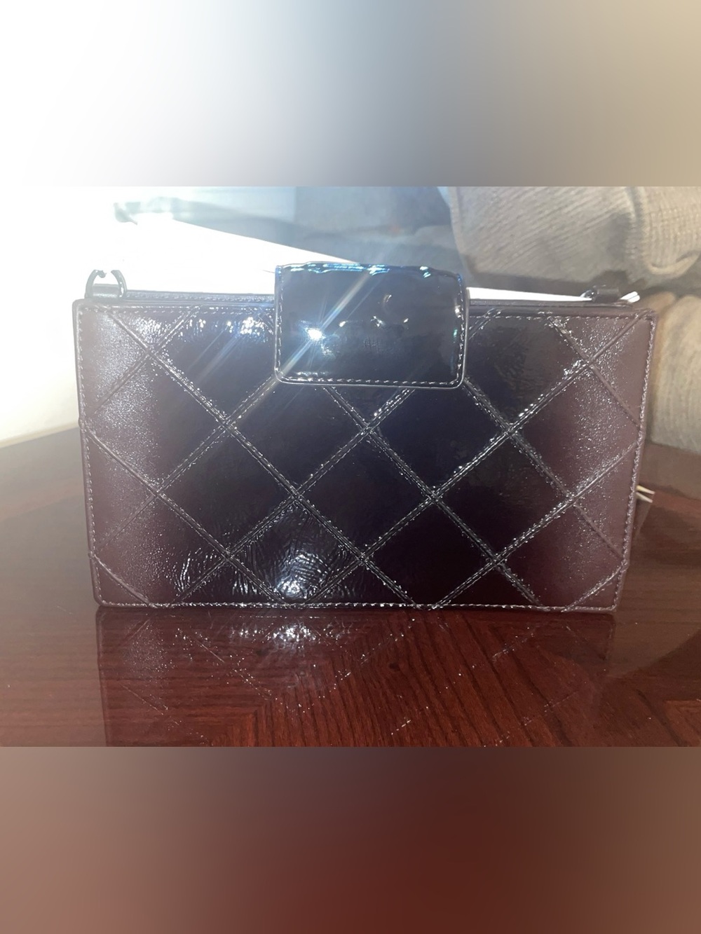 Tory Burch Quilted Patent Leather Clutch - Deep Burgundy